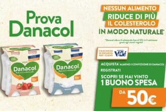 Concorso Vinci subito un buono spesa con Danacol, 62 buoni spesa da 50 euro nei supermercati Végé