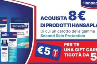 Hansaplast gift card Tigotà omaggio cerotti Second Skin agosto 2026