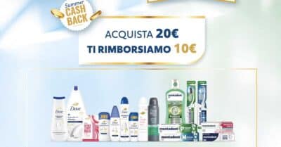 Cashback Dove Mentadent Summer 2026 rimborso 10 euro con 20 euro di acquisto