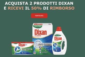 cashback Dixan 2026 rimborso 50% acquisto due prodotti insegne ESD