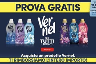 cashback Vernel 2026 rimborso 100% prodotti ammorbidente cura bucato