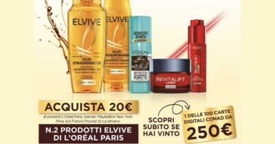 Concorso L'Oreal "Prova a vincere la spesa con i tuoi Brand": 100 card da 250€!