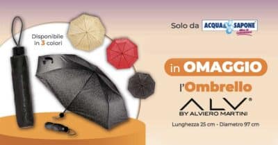 Ombrello omaggio da Acqua e Sapone
