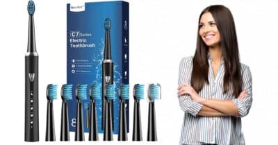 Spazzolino elettrico sonico con 8 testine