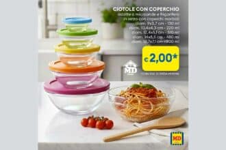 Ciotole in vetro con coperchio a 2€ da MD