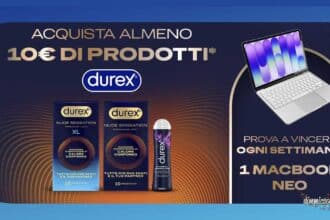 concorso Vinci con Durex MacBook Air instant win WhatsApp SMS scontrino