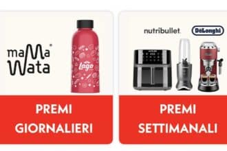 Premi concorso Lago Casa Lago 2026 borraccia Mama Wata Nutribullet e De Longhi