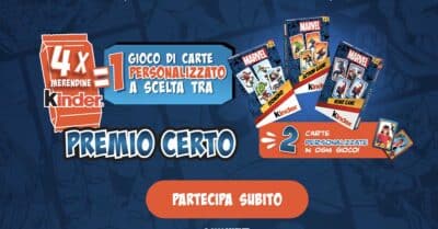 Giochi di carte Marvel in premio con le merendine Kinder