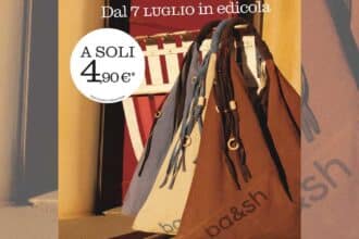 Tote bag ba&sh allegata a Marie Claire luglio 2026 in tre colorazioni beige blu e marrone