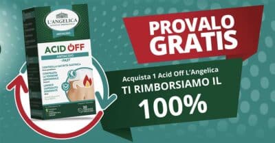 Cashback L'Angelica Acid Off 2026, rimborso completo sulle compresse antiacido