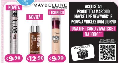 concorso Maybelline 2026 Acqua e Sapone gift card Vivaticket 100 euro concerto