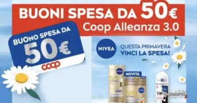 Concorso Nivea in Coop 2026 buoni spesa 50 euro instant win telefono