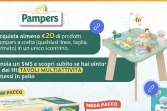 Concorso Pampers da Acqua e Sapone 2026 con tavolino multiattività a tema fattoria in palio