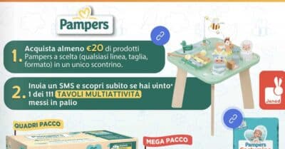Concorso Pampers da Acqua e Sapone 2026 con tavolino multiattività a tema fattoria in palio