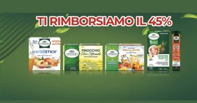 Cashback L'Angelica 45% su tisane integratori e waterstick acquistati in negozio