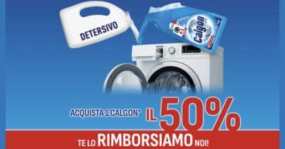 cashback Calgon 50% rimborso prodotti antiCalcare lavatrice 2026