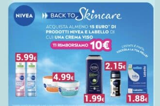 cashback Nivea Back to Skincare 2026 rimborso 10 euro acquisto crema viso Labello