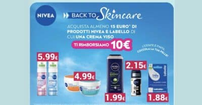 cashback Nivea Back to Skincare 2026 rimborso 10 euro acquisto crema viso Labello