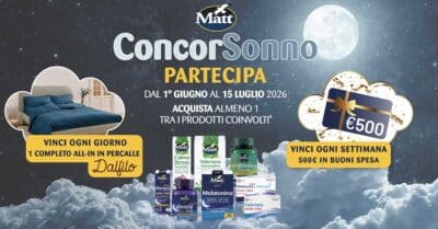 concorso ConcorSonno Matt vinci completo letto e buono spesa 500 euro