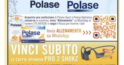 concorso Polase Sport Hydration 2026 vinci cuffie Shokz Openrun Pro 2 WhatsApp