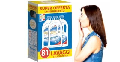 Spuma di Sciampagna detersivo lavatrice concentrato Sapone di Marsiglia 3x1215ml offerta Amazon