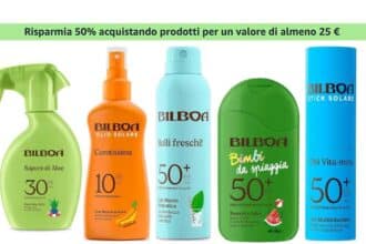Prodotti solari BilBoa in offerta su Amazon creme oli stick solari sconto 50%