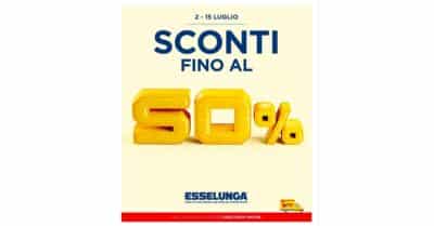 Volantino Esselunga 2-15 luglio 2026 sconti fino al 50% offerte Fidaty