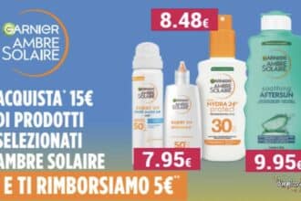 Cashback Ambre Solaire rimborso 5 euro acquisto 15 euro luglio 2026