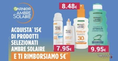 Cashback Ambre Solaire rimborso 5 euro acquisto 15 euro luglio 2026