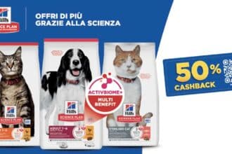 cashback Hill's Science Plan rimborso 50% acquisto cibo cani gatti luglio 2026