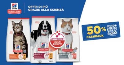 cashback Hill's Science Plan rimborso 50% acquisto cibo cani gatti luglio 2026