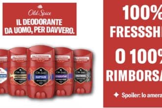 Old Spice 100% fresco o rimborsato cashback deodorante soddisfatti o rimborsati