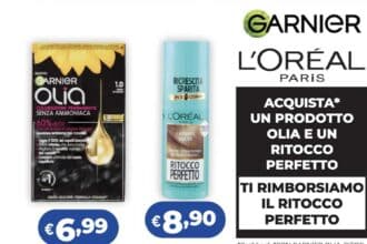 cashback Garnier Olia L'Oréal Ritocco Perfetto rimborso Acqua e Sapone