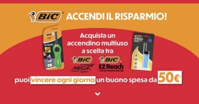 concorso BIC Accendi il Risparmio 2026 accendino EZ Reach buono spesa 50 euro