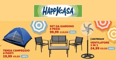 Prodotti per la casa e il giardino in offerta da Happy Casa Store con sconti fino al 50%