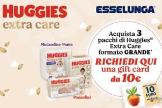gift card Esselunga 10 euro Huggies Extra Care pannolini mutandine promo 2026