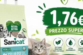 lettiera Sanicat cellulosa riciclata offerta Amazon 10 litri ecologica