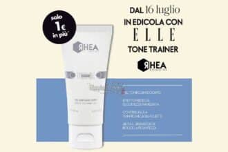 Elle luglio 2026 allegato Rhea Tone Trainer gel tonificante corpo effetto freddo edicola