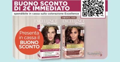 buono sconto L'Oréal Excellence 2 euro Tigotà agosto 2026 colorazione capelli