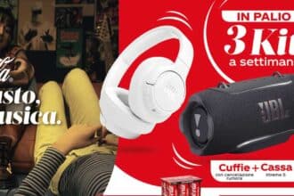 concorso Coca-Cola Più Gusto Più Musica Pro7 2026 vinci kit JBL cuffie speaker WhatsApp
