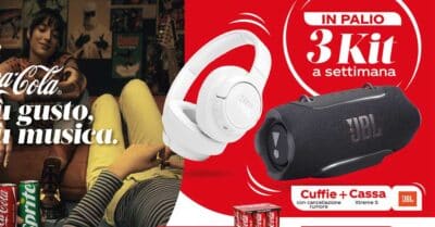 concorso Coca-Cola Più Gusto Più Musica Pro7 2026 vinci kit JBL cuffie speaker WhatsApp