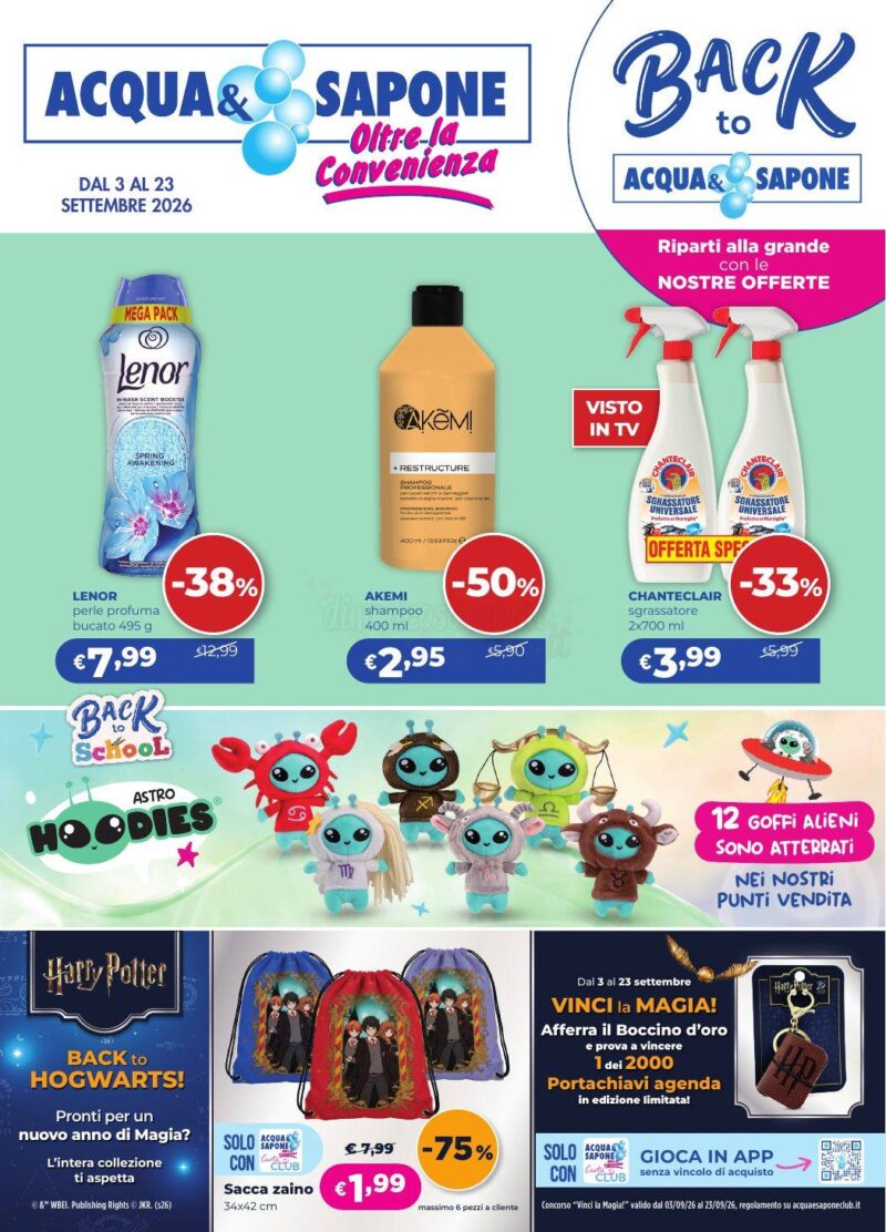Anteprima volantino Acqua e Sapone Cesar dal 3 al 23 settembre