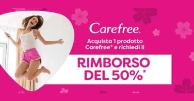 cashback Carefree ti rimborsa 50% prodotti proteggislip Cotton Plus Organic 2026