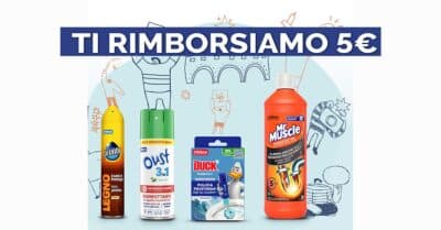 cashback Il lato bello del pulito SC Johnson rimborso 5 euro Duck Mr.Muscle Shout