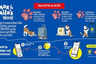 Concorso Lidl Max & Mila's World su Lidl Plus, vinci buoni viaggio, buoni spesa e coupon Gourmet per cani e gatti