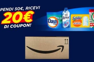 promozione Amazon P&G spendi 50 euro coupon 20 euro Dash Fairy Lenor Swiffer 2026