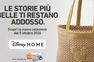 Nuova raccolta bollini Conad Disney Home, borsa intrecciata con silhouette di Topolino