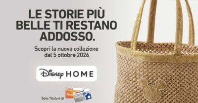 Nuova raccolta bollini Conad Disney Home, borsa intrecciata con silhouette di Topolino