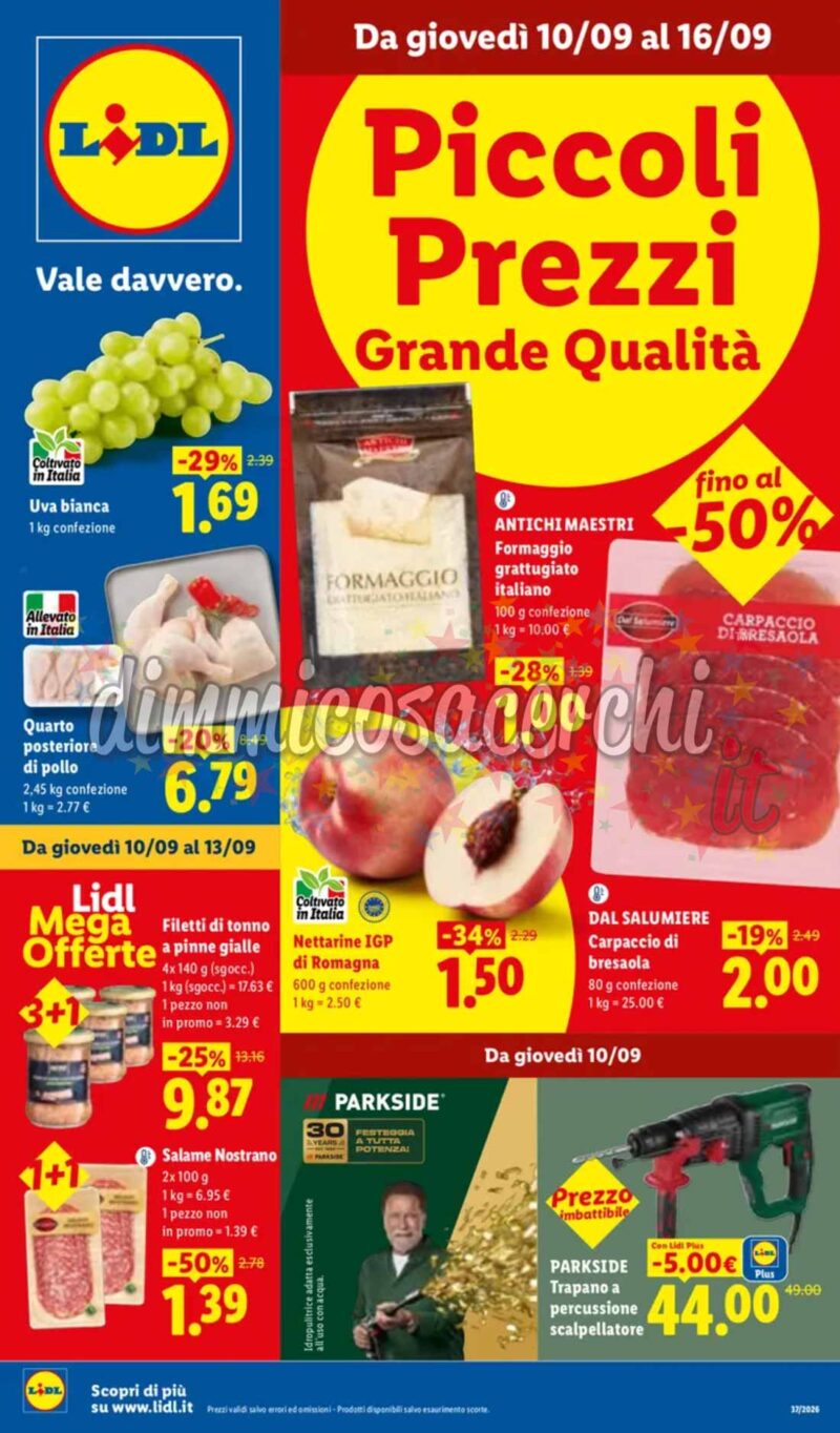 Volantino LIDL dal 10 al 16 settembre 2026