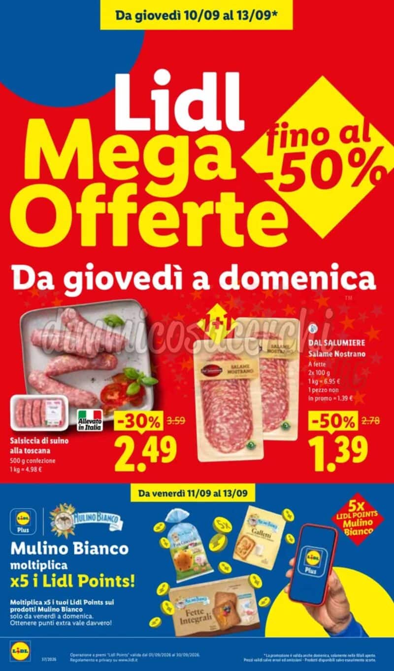 Volantino LIDL dal 10 al 16 settembre 2026